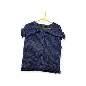 Women’s St.John knit, button-up, collared, wool blend sweater vest, size small